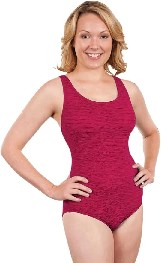 Solid color Krinkle textured one-piece swimsuit with twist-front detail and chlorine resistant fabric.